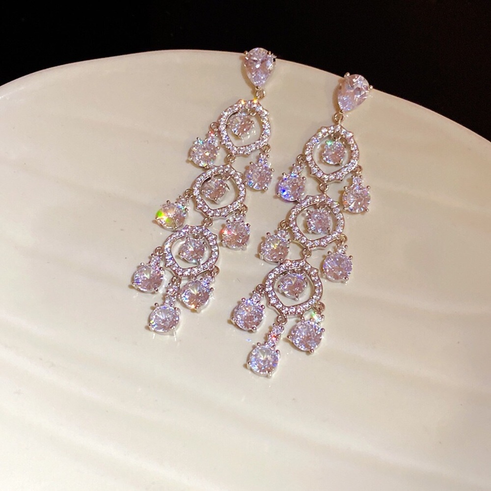 Sparkling Pink Crystal Chandelier Earrings - Unbranded